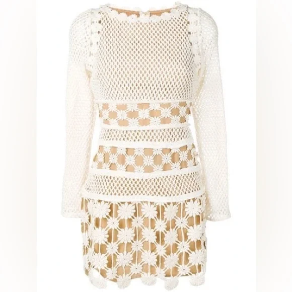 knee length dresses for ladies Self-Portrait - Kjoler - Floral Lace Mini Dress - White main image 0